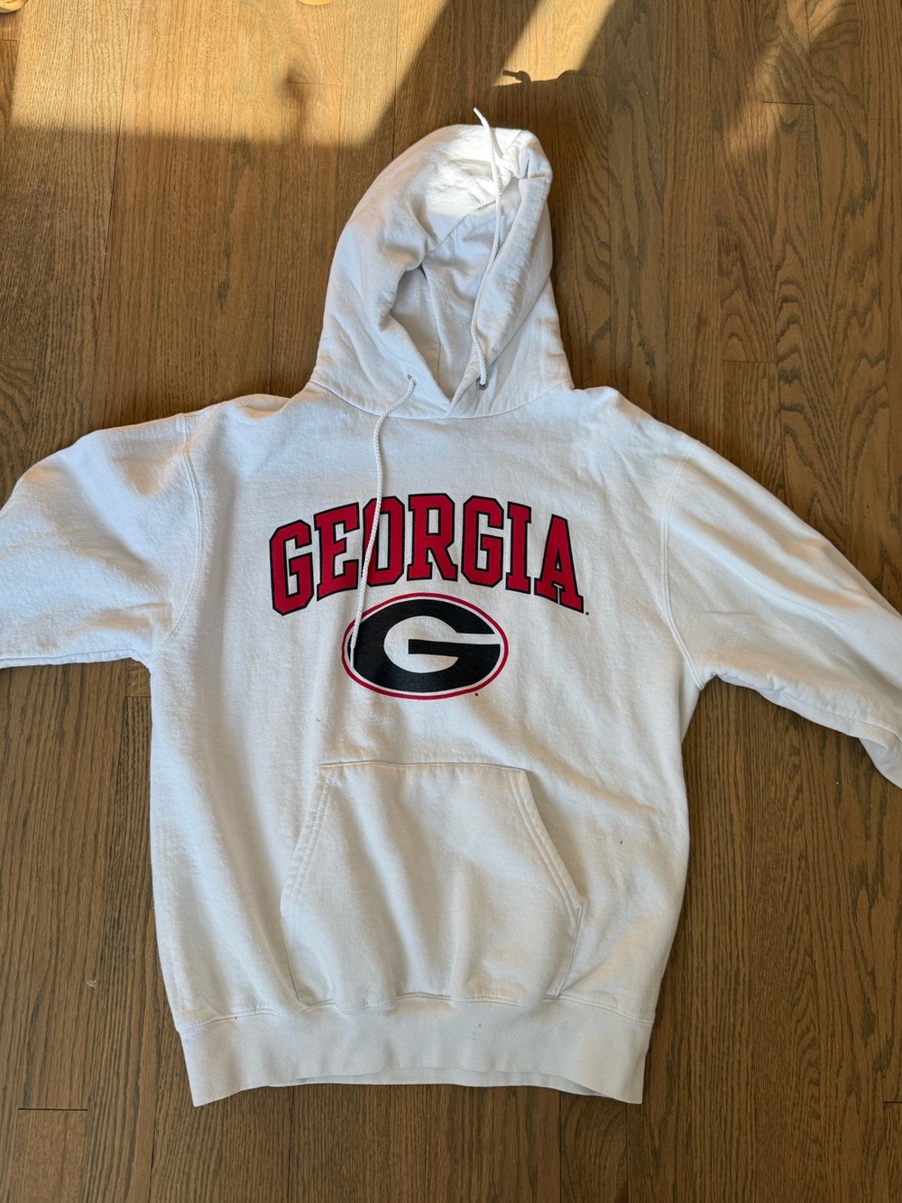 Champion White Hoodie with Red and Black Georgia Logo University of Georgia